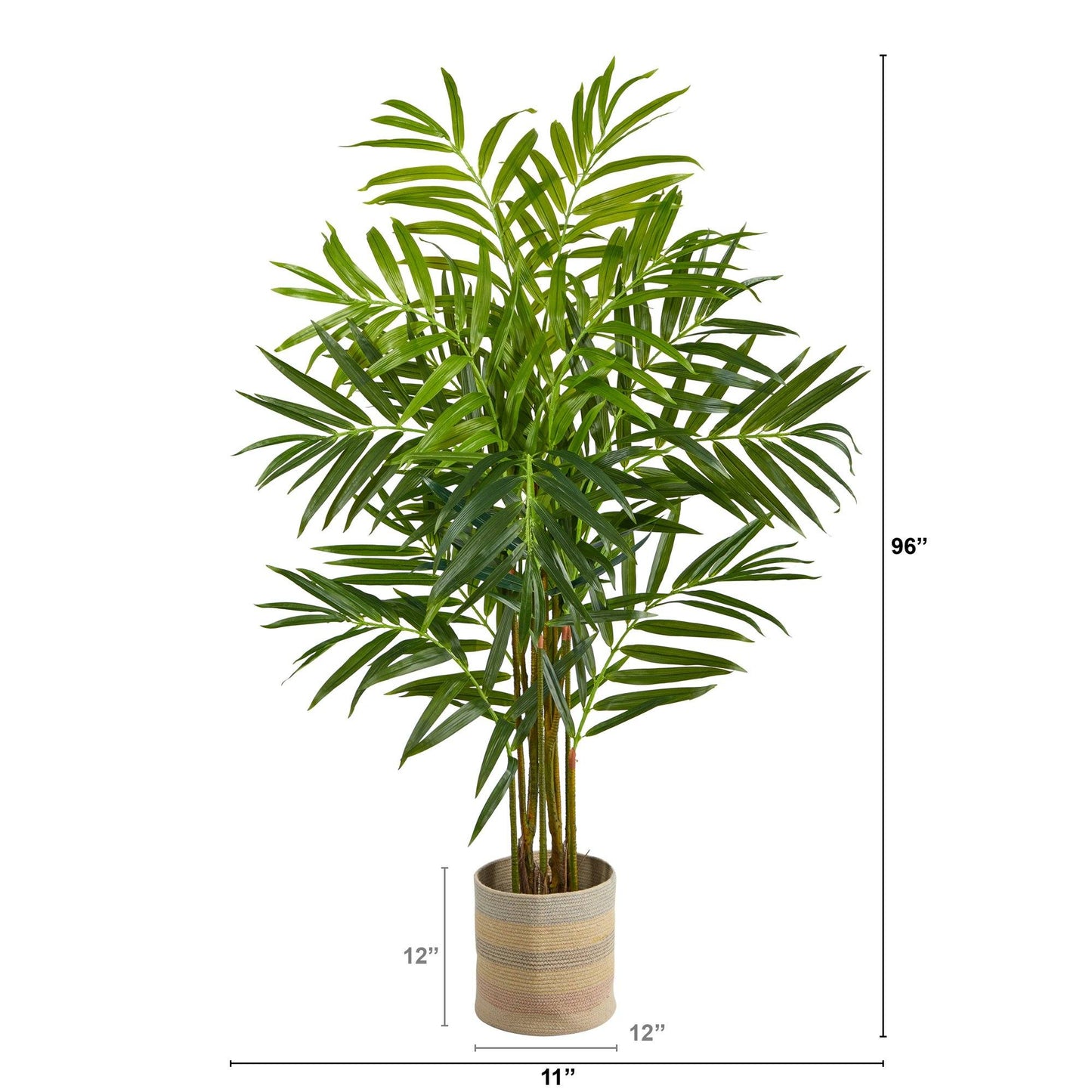 8 ft Nearly Natural King Palm artificial tree in handmade multicolored cotton woven planter on Tampa Home & Garden Store