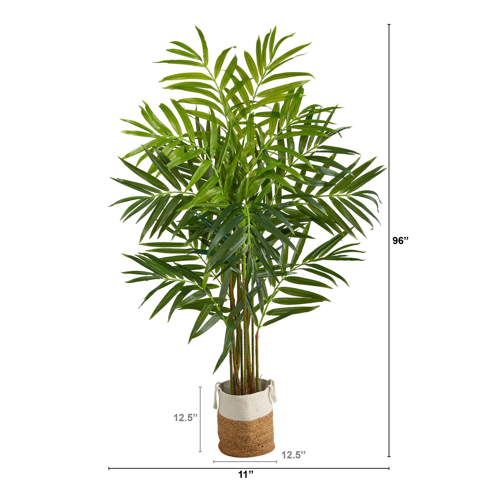 8 ft King Palm artificial tree with 12 bendable branches in natural jute and cotton planter by Nearly Natural on Tampa Home & Garden Store