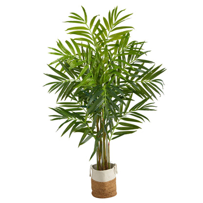8' King Palm artificial tree with 12 bendable branches in natural jute planter by Nearly Natural on Tampa Home & Garden Store
