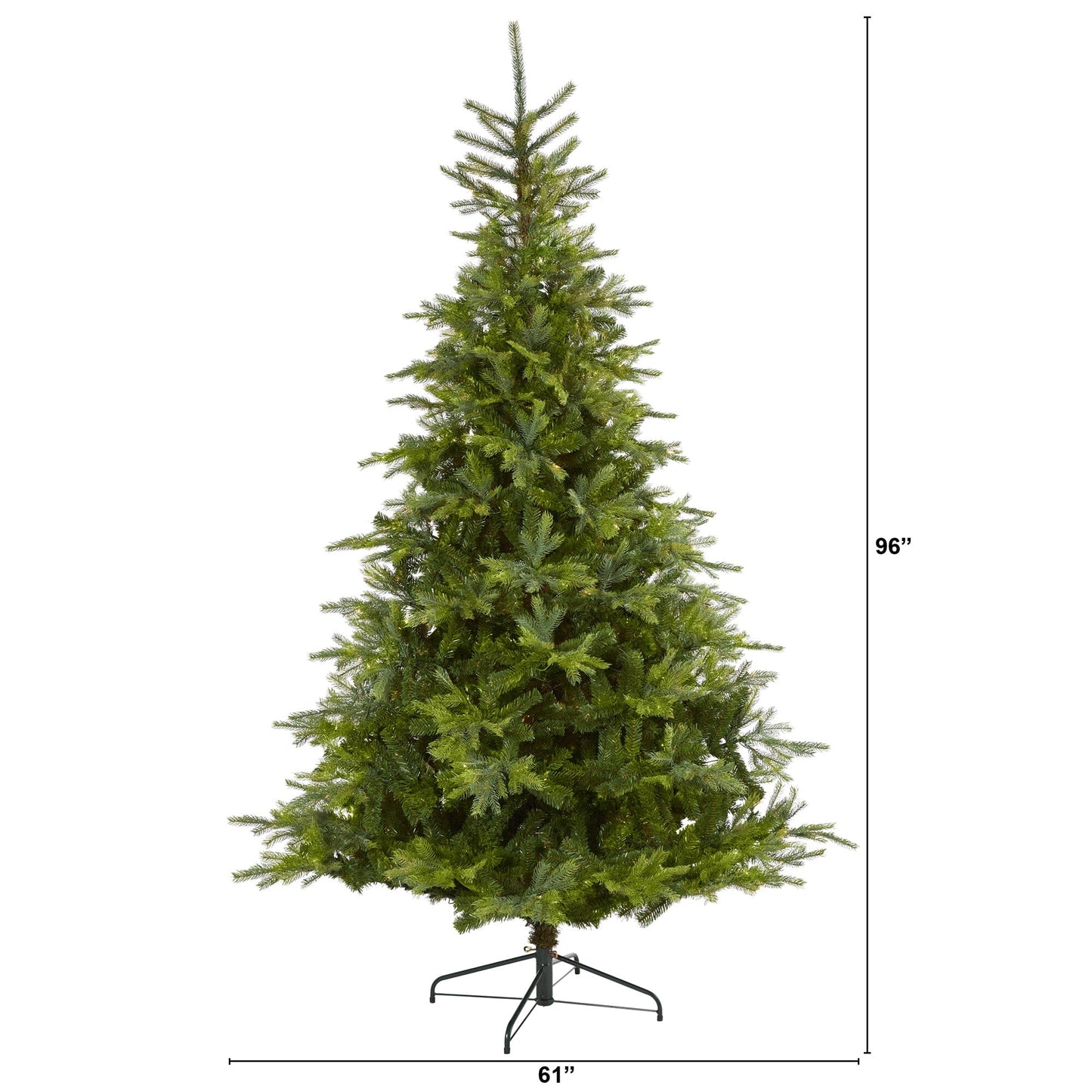 Árbol de Navidad artificial de abeto de Carolina del Norte de 2,4 m con 1303 ramas flexibles