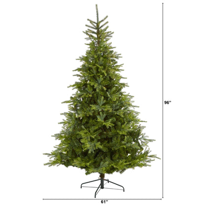 Árbol de Navidad artificial de abeto de Carolina del Norte de 2,4 m con 1303 ramas flexibles