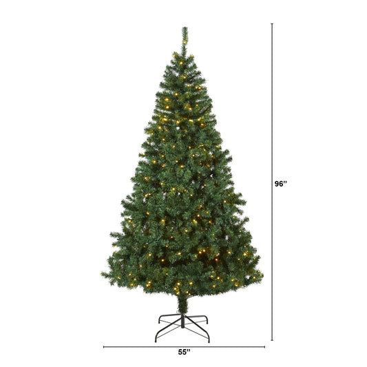 8' Northern Tip artificial Christmas tree with 450 clear LED lights by Nearly Natural on Tampa Home & Garden Store