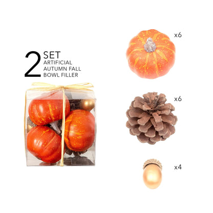 8-pc artificial pumpkin decor set of 2 by Nearly Natural in a clear box with orange pumpkins on Tampa Home & Garden Store