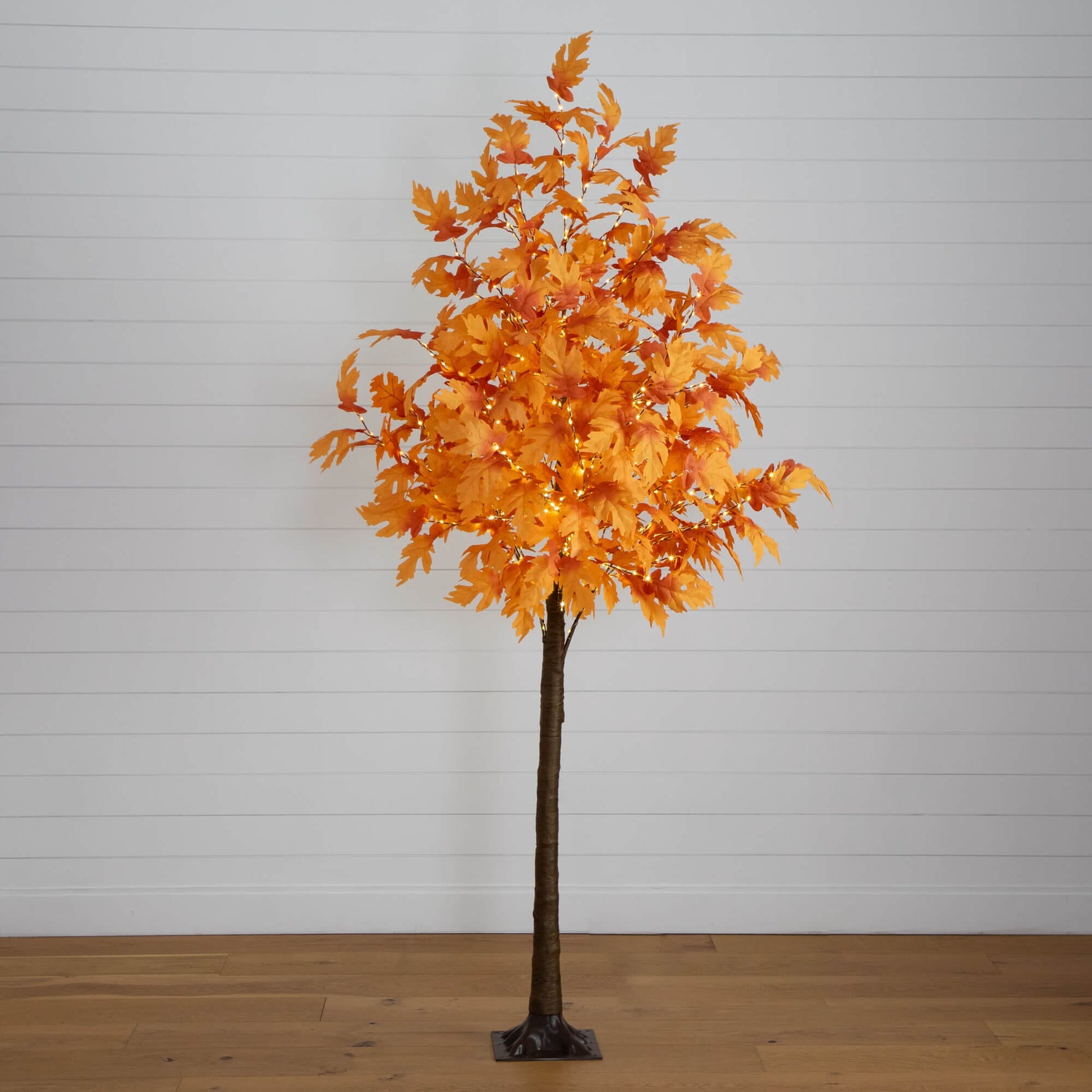 8' Autumn Maple artificial tree with orange leaves and 660 warm LEDs by Nearly Natural on Tampa Home & Garden Store