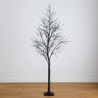 8' Pre-Lit Halloween Black Twig Tree with 216 Orange & Purple LEDs Nearly Natural on Tampa Home & Garden Store