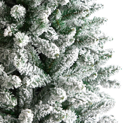 8’ Slim Flocked Montreal Fir artificial Christmas tree Nearly Natural with snowy branches on Tampa Home & Garden Store