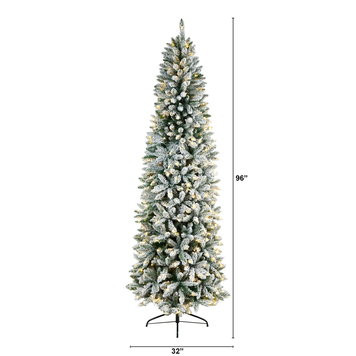 Nearly Natural 8 ft Slim Flocked Montreal Fir Christmas tree, prelit on Tampa Home & Garden Store