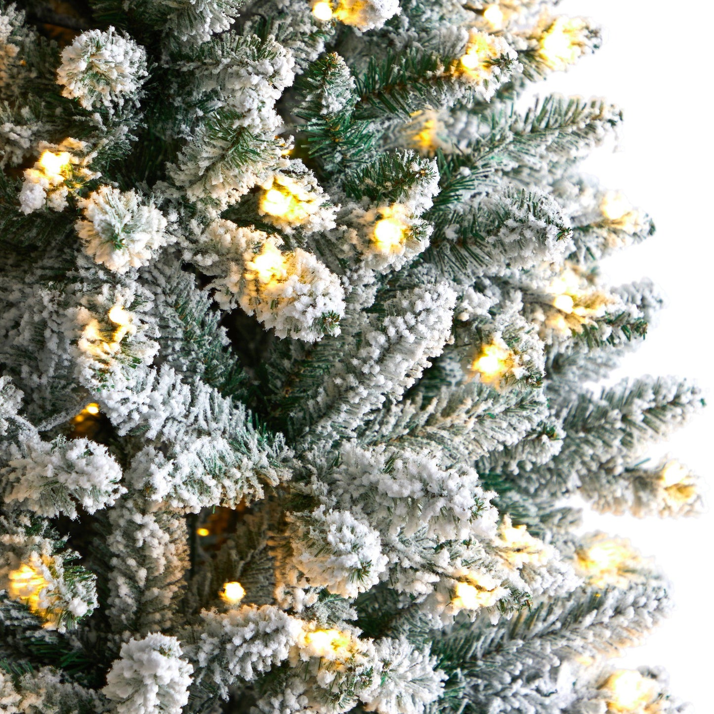8 ft slim flocked Montreal fir artificial Christmas tree with warm lights by Nearly Natural on Tampa Home & Garden Store