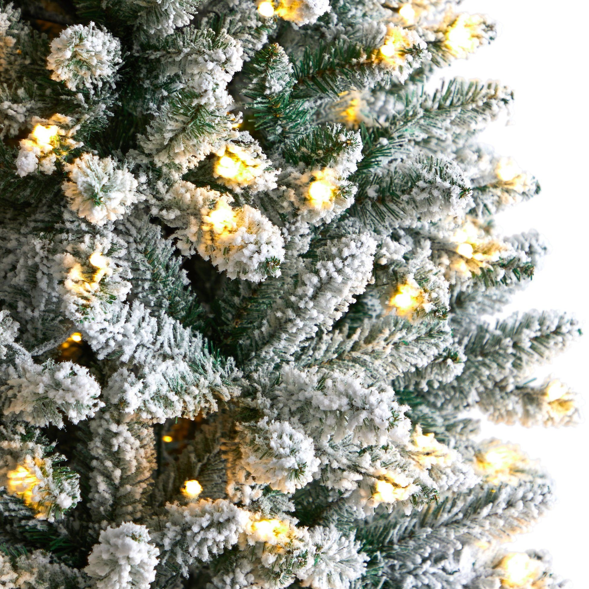 8 ft slim flocked Montreal fir artificial Christmas tree with warm lights by Nearly Natural on Tampa Home & Garden Store