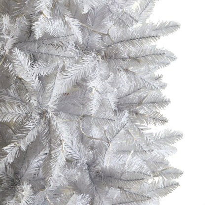 8’ Slim White Artificial Christmas Tree by Nearly Natural with 400 warm white LEDs on Tampa Home & Garden Store