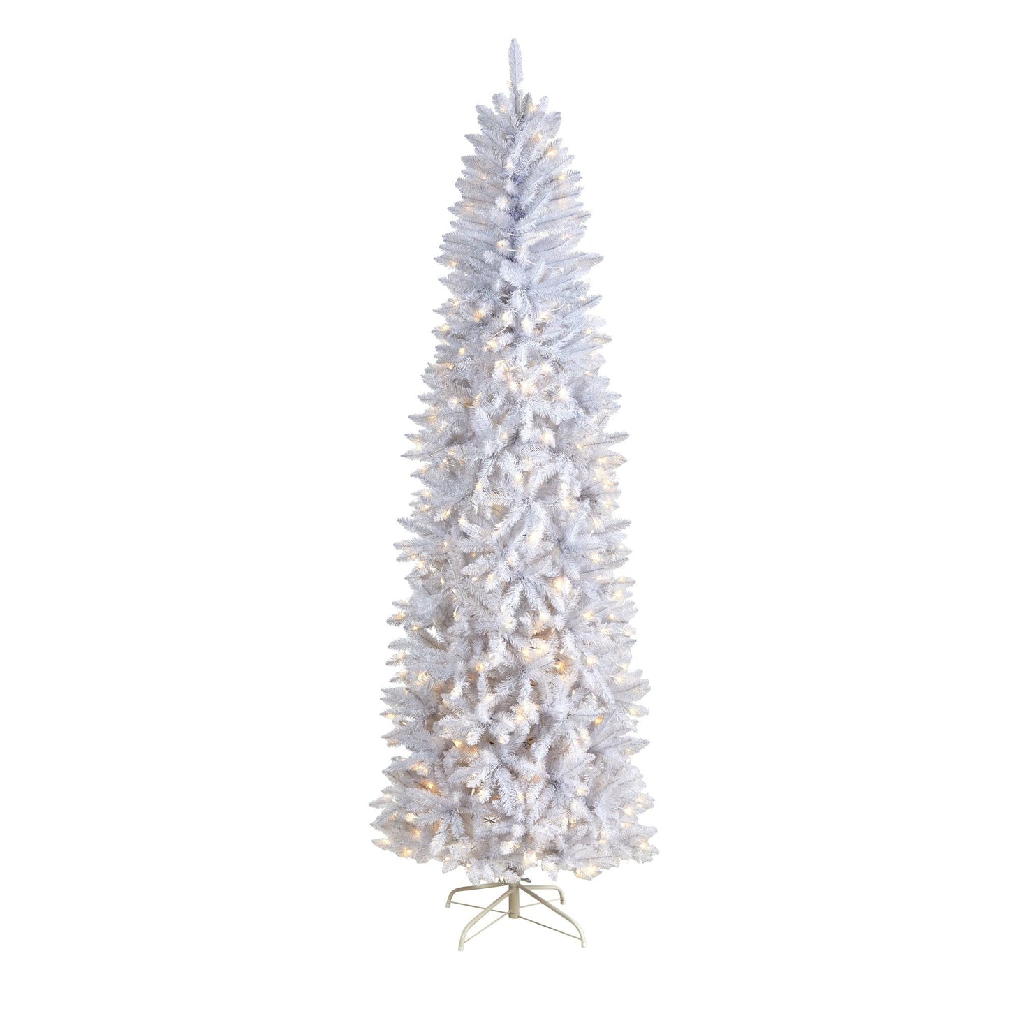 8’ Slim White Artificial Christmas Tree with 400 LEDs and 1348 branches by Nearly Natural on Tampa Home & Garden Store