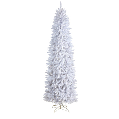 8 ft Slim White Christmas Tree Nearly Natural with 400 LEDs and 1348 bendable branches on Tampa Home & Garden Store