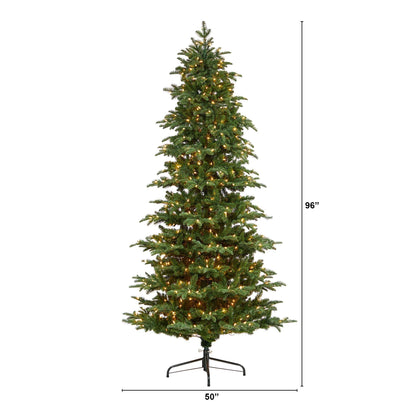 8 ft South Carolina Fir artificial Christmas tree with 650 LED lights and 2598 bendable branches on Tampa Home & Garden Store