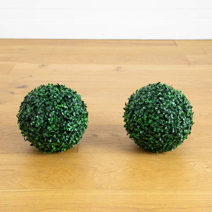 8in UV resistant artificial green boxwood ball set of 4 by Nearly Natural for indoor outdoor use on Tampa Home & Garden Store