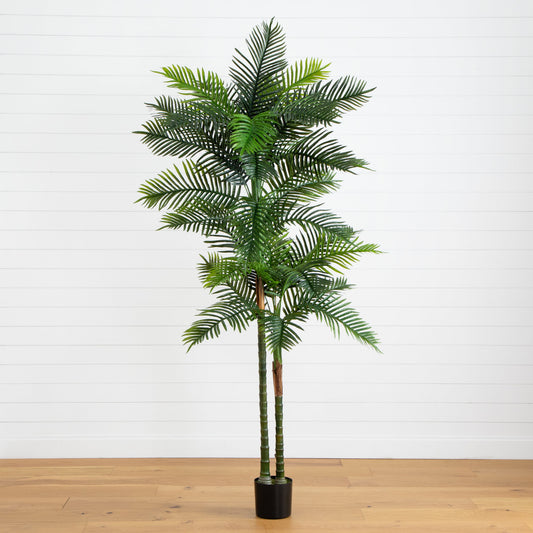 8’ UV Resistant Artificial Double Robellini Palm Tree (Indoor/Outdoor) - Tampa Home & Garden Store