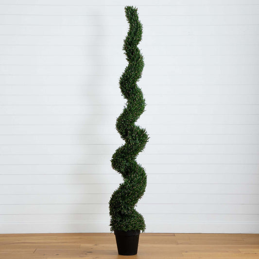 8' UV Resistant Artificial Rosemary Spiral Topiary Tree (Indoor/Outdoor) - Tampa Home & Garden Store