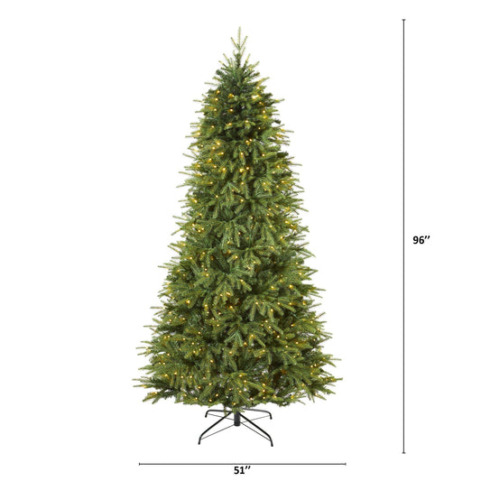 Nearly Natural 8ft Vancouver Fir Natural Look artificial Christmas tree with 700 LED lights on Tampa Home & Garden Store