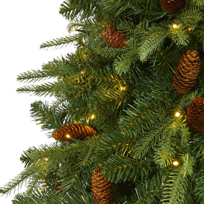 8’ Wellington Spruce artificial Christmas Tree with pine cones and LED lights Nearly Natural on Tampa Home & Garden Store