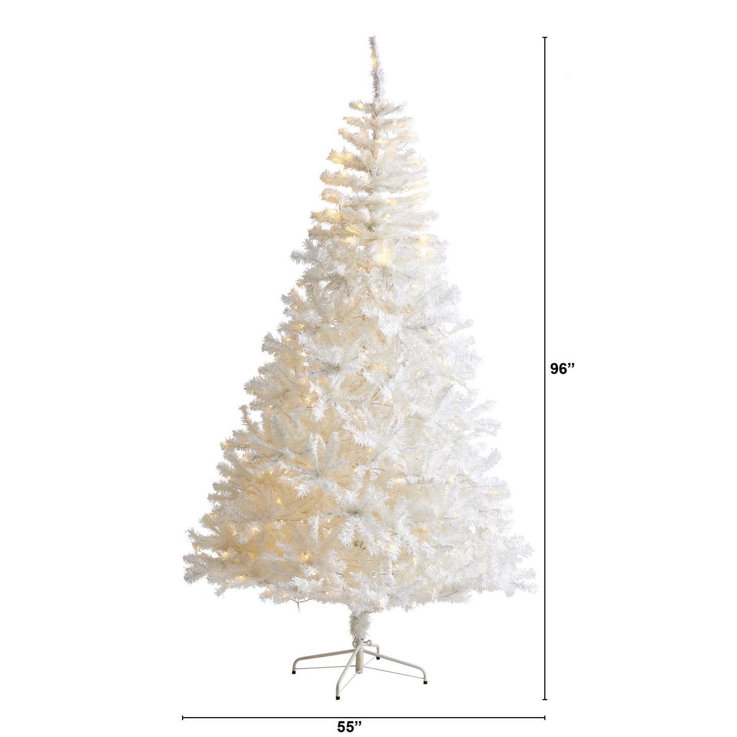 Nearly Natural 8' white Christmas tree with 1500 branches and 450 LED lights on metal stand on Tampa Home & Garden Store