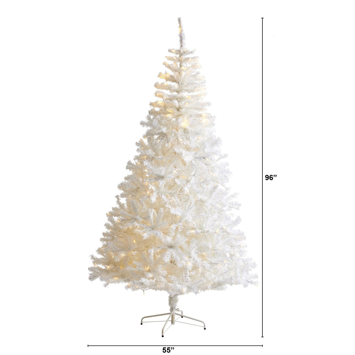 Nearly Natural 8' white Christmas tree with 1500 branches and 450 LED lights on metal stand on Tampa Home & Garden Store