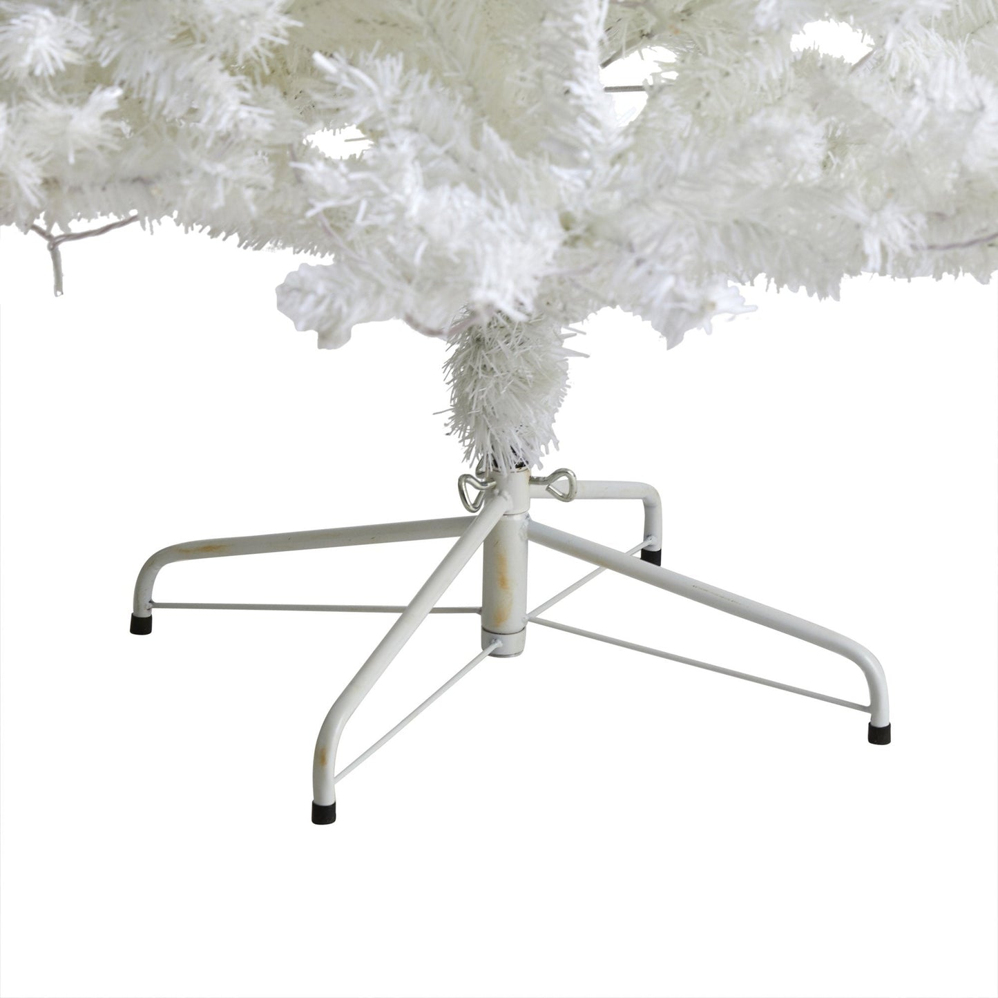 8' White artificial Christmas tree with 1500 bendable branches on a metal stand on Tampa Home & Garden Store