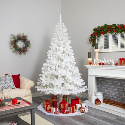 8' White Artificial Christmas Tree by Nearly Natural with 1500 bendable branches on Tampa Home & Garden Store