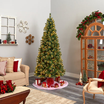 8 ft Wisconsin Slim Pine Christmas Tree with 600 clear LED lights and 908 bendable branches on Tampa Home & Garden Store