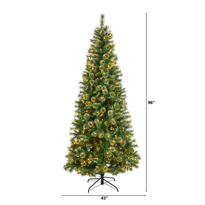 8 ft Wisconsin Pine Christmas Tree by Nearly Natural with 600 LED lights and 908 branches on Tampa Home & Garden Store