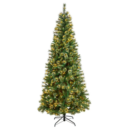8 ft Wisconsin Slim Snow Tip Pine Tree 600 clear LED lights and 908 bendable branches on Tampa Home & Garden Store