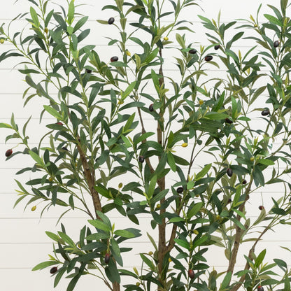 7 ft artificial olive tree in white decorative planter with olives by Nearly Natural on Tampa Home & Garden Store
