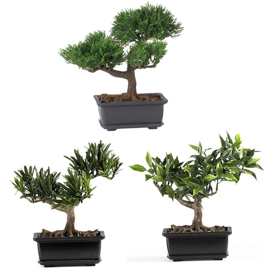 8.5" Bonsai Silk Plant Collection (Set of 3)" - Tampa Home & Garden Store