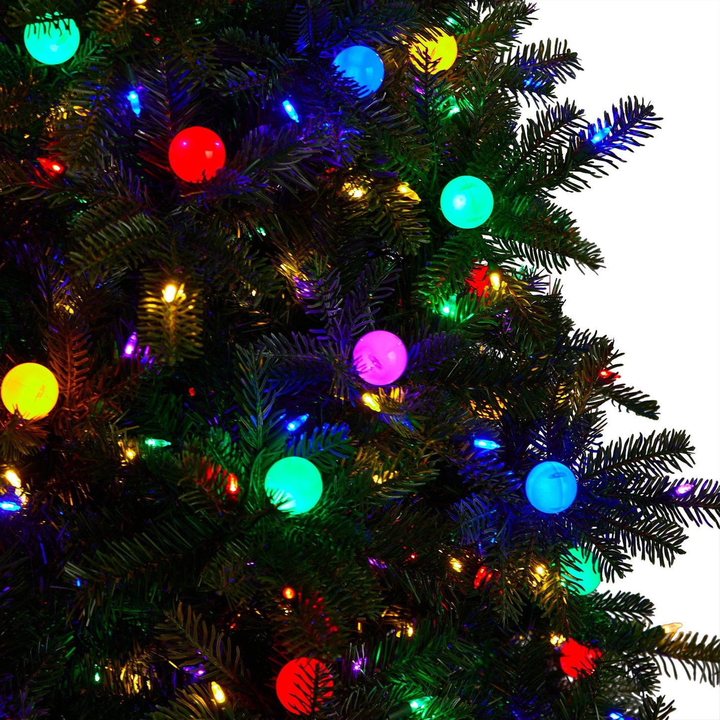 8.5' Montana Mountain Fir artificial Christmas tree by Nearly Natural with colorful lights on Tampa Home & Garden Store