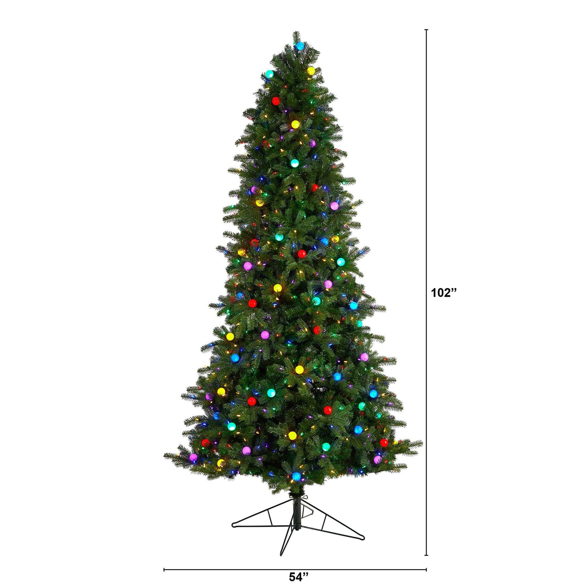Nearly Natural 8.5 ft Montana Mountain Fir artificial Christmas tree with multicolored lights on Tampa Home & Garden Store