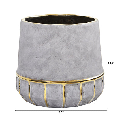 8.5” Regal Stone Decorative Planter with Gold Accents