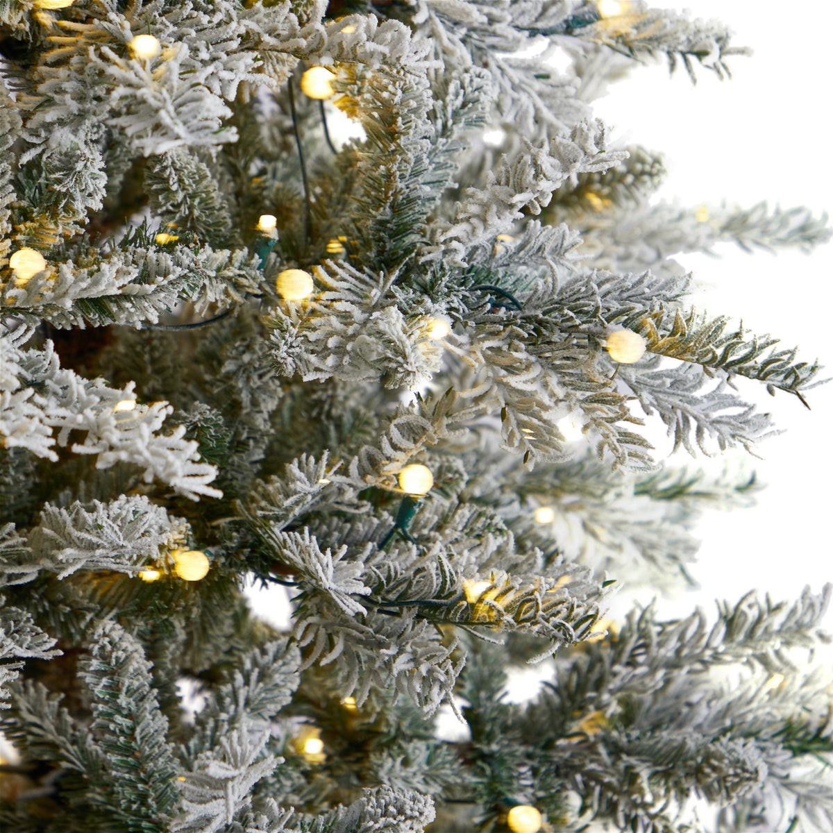 8.5 ft Slim Flocked Nova Scotia Spruce Artificial Christmas Tree Nearly Natural lighted on Tampa Home & Garden Store