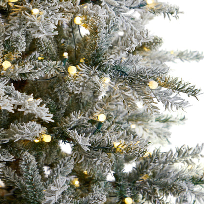 8.5 ft Slim Flocked Nova Scotia Spruce Artificial Christmas Tree Nearly Natural lighted on Tampa Home & Garden Store