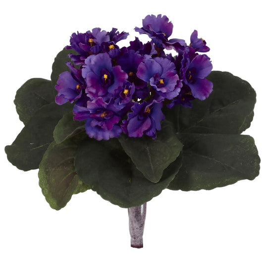 9 inch African violet artificial plant set of 6 with purple blooms and dark green leaves on Tampa Home & Garden Store