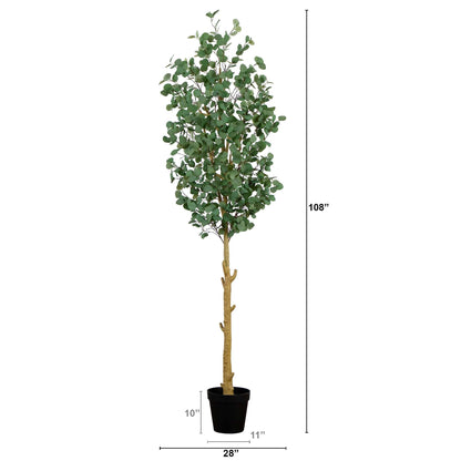 Árbol de eucalipto artificial de 2,74 m