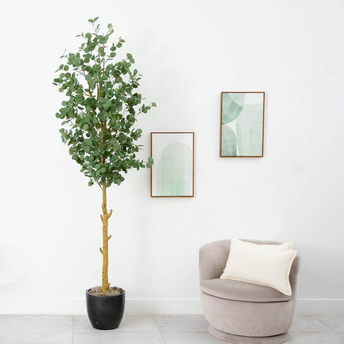 Árbol de eucalipto artificial de 2,74 m