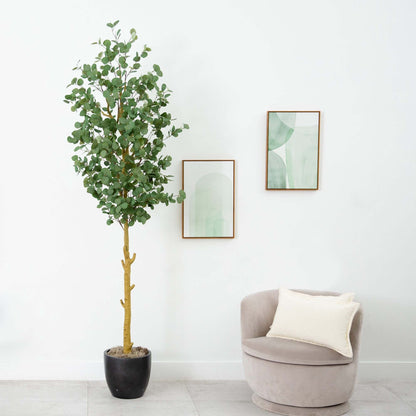 Árbol de eucalipto artificial de 2,74 m