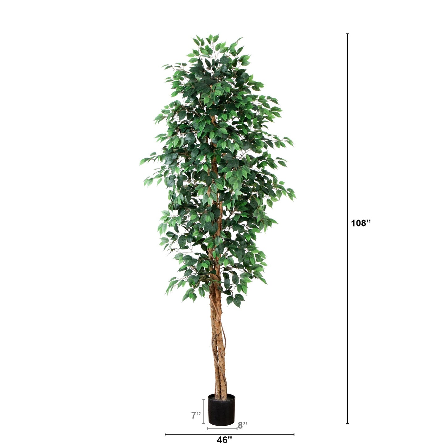 9 Foot Artificial Ficus Tree With Natural Trunk