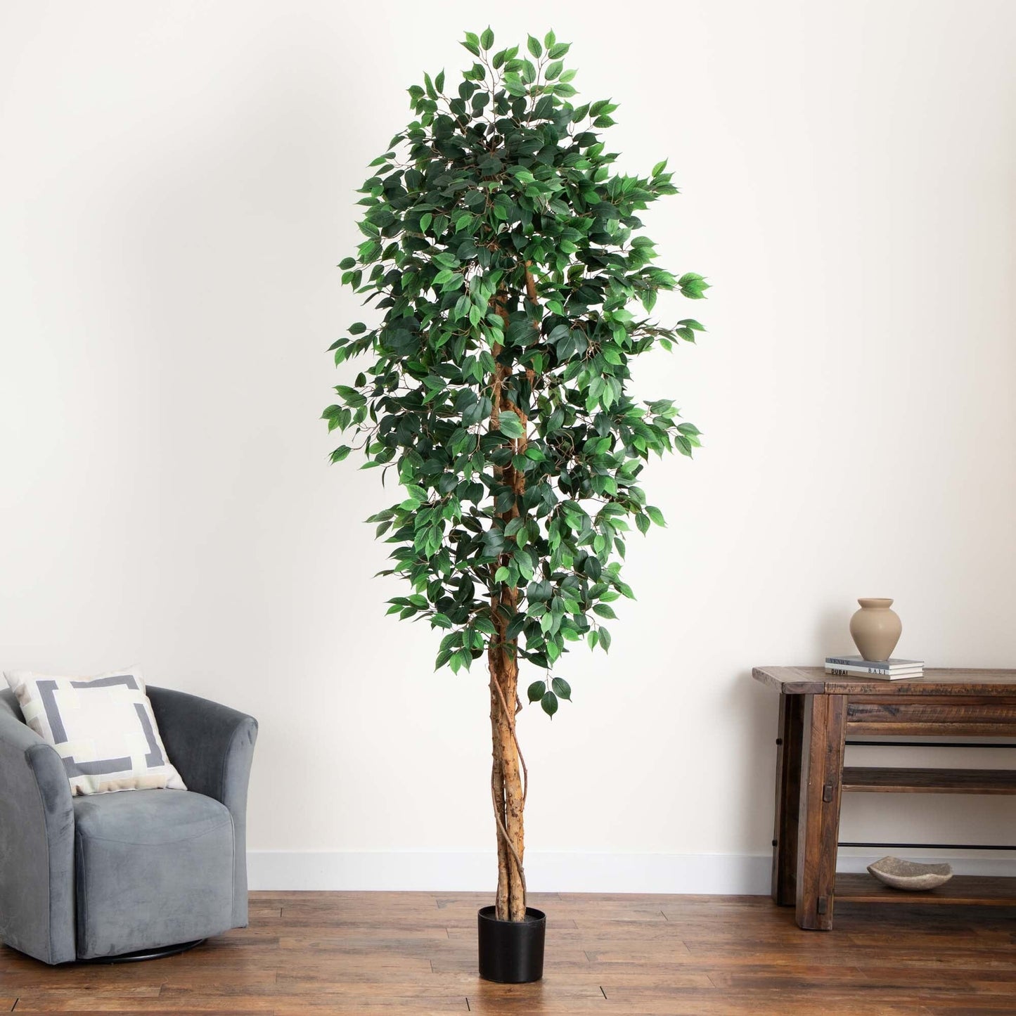 9 Foot Artificial Ficus Tree With Natural Trunk