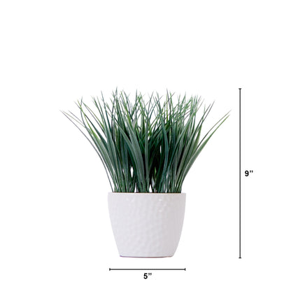 9" Artificial Grass Plant with Decorative Planter