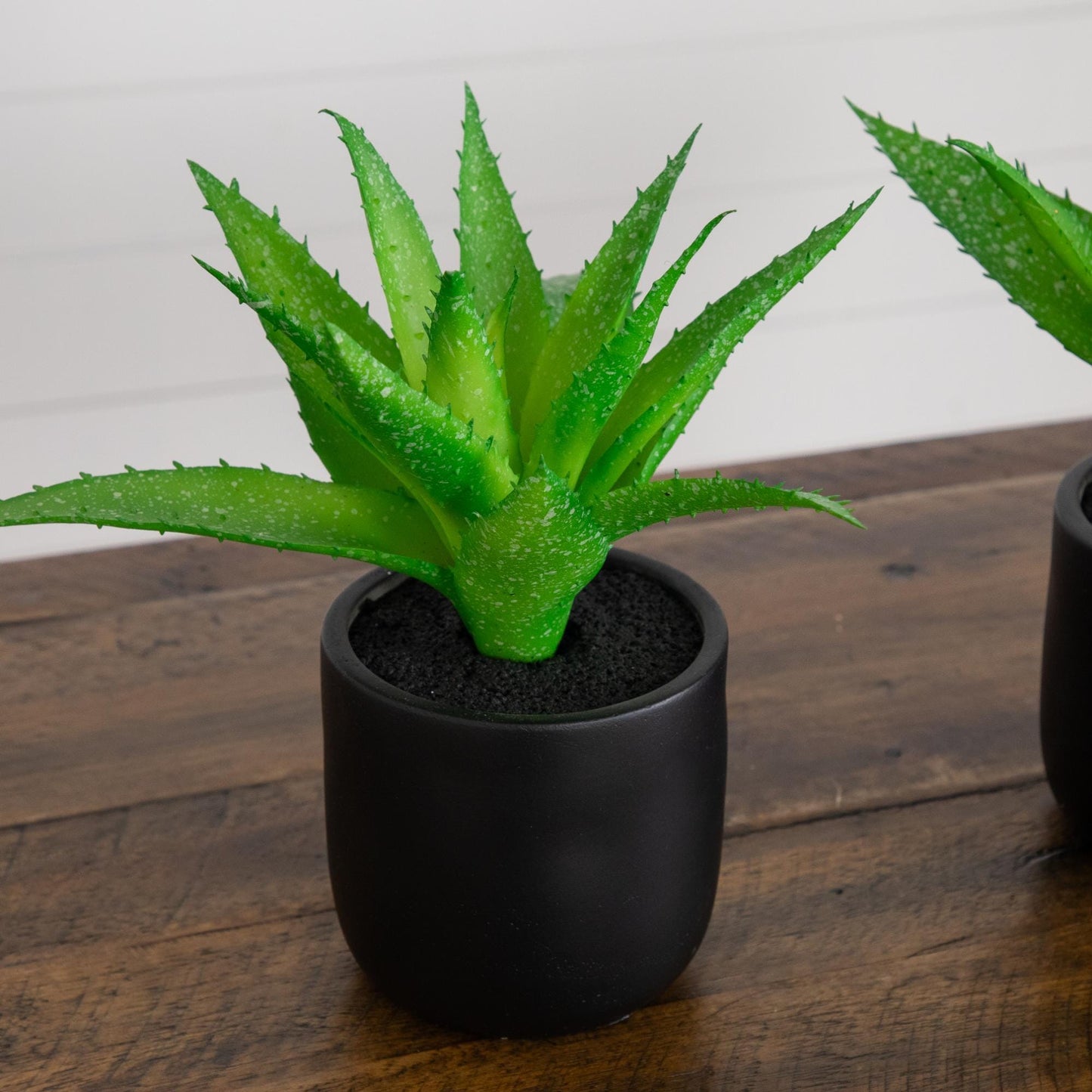 Artificial agave plant in black ceramic planter set of 2 Nearly Natural on Tampa Home & Garden Store
