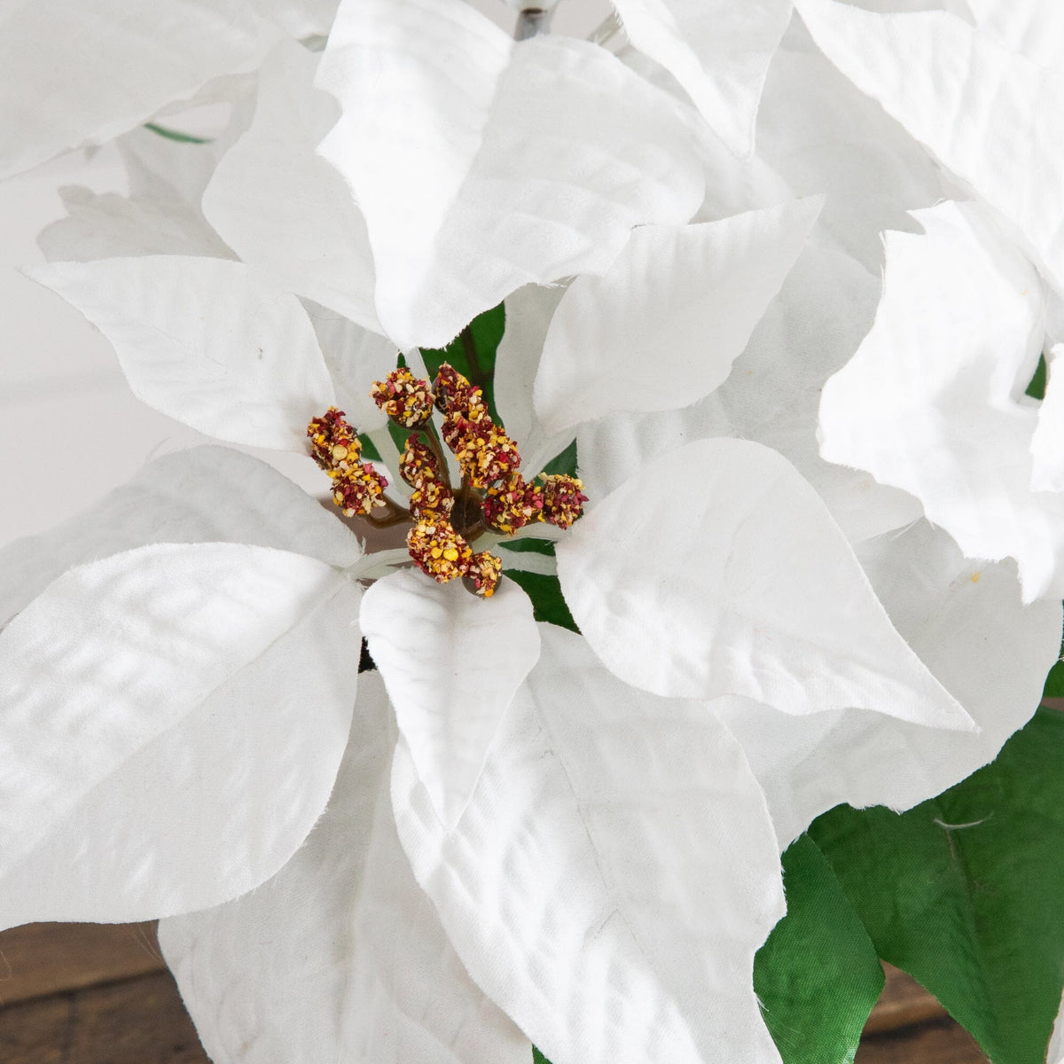 9-inch artificial poinsettia plant set of 2 with white bracts and green leaves on Tampa Home & Garden Store