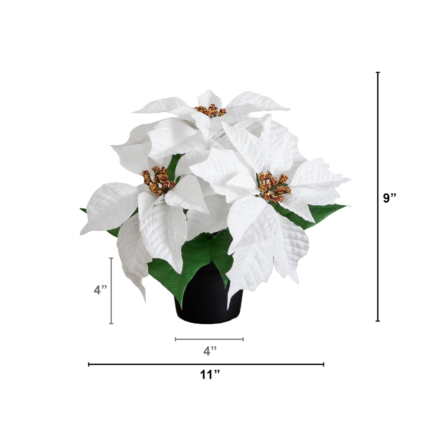 9-inch artificial poinsettia plant set of 2 in white blooms with black planter Nearly Natural on Tampa Home & Garden Store
