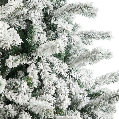 Árbol de Navidad Spruce Rock Springs de 2,74 m con efecto nevado, 650 luces LED y 1550 ramas flexibles