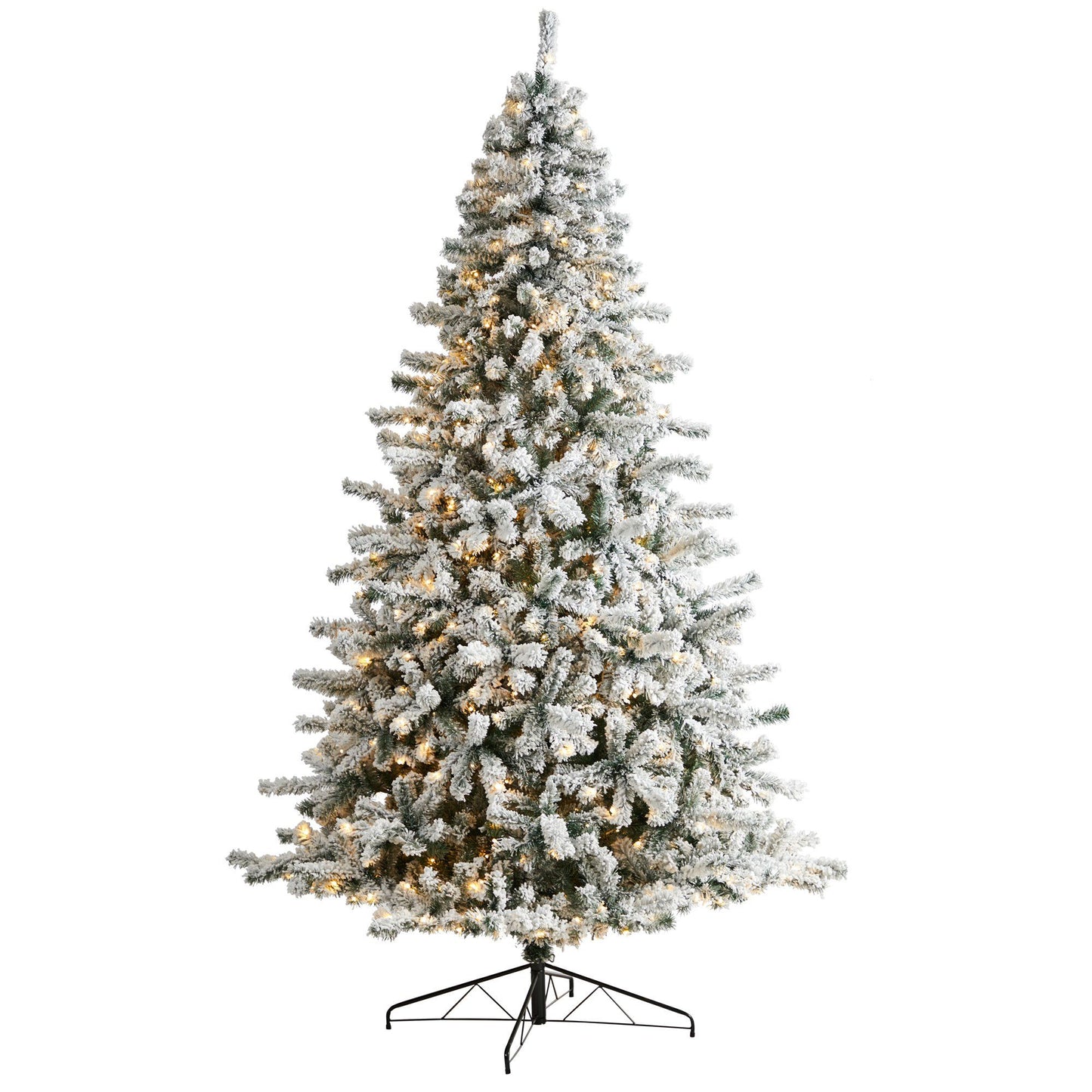 Árbol de Navidad Spruce Rock Springs de 2,74 m con efecto nevado, 650 luces LED y 1550 ramas flexibles