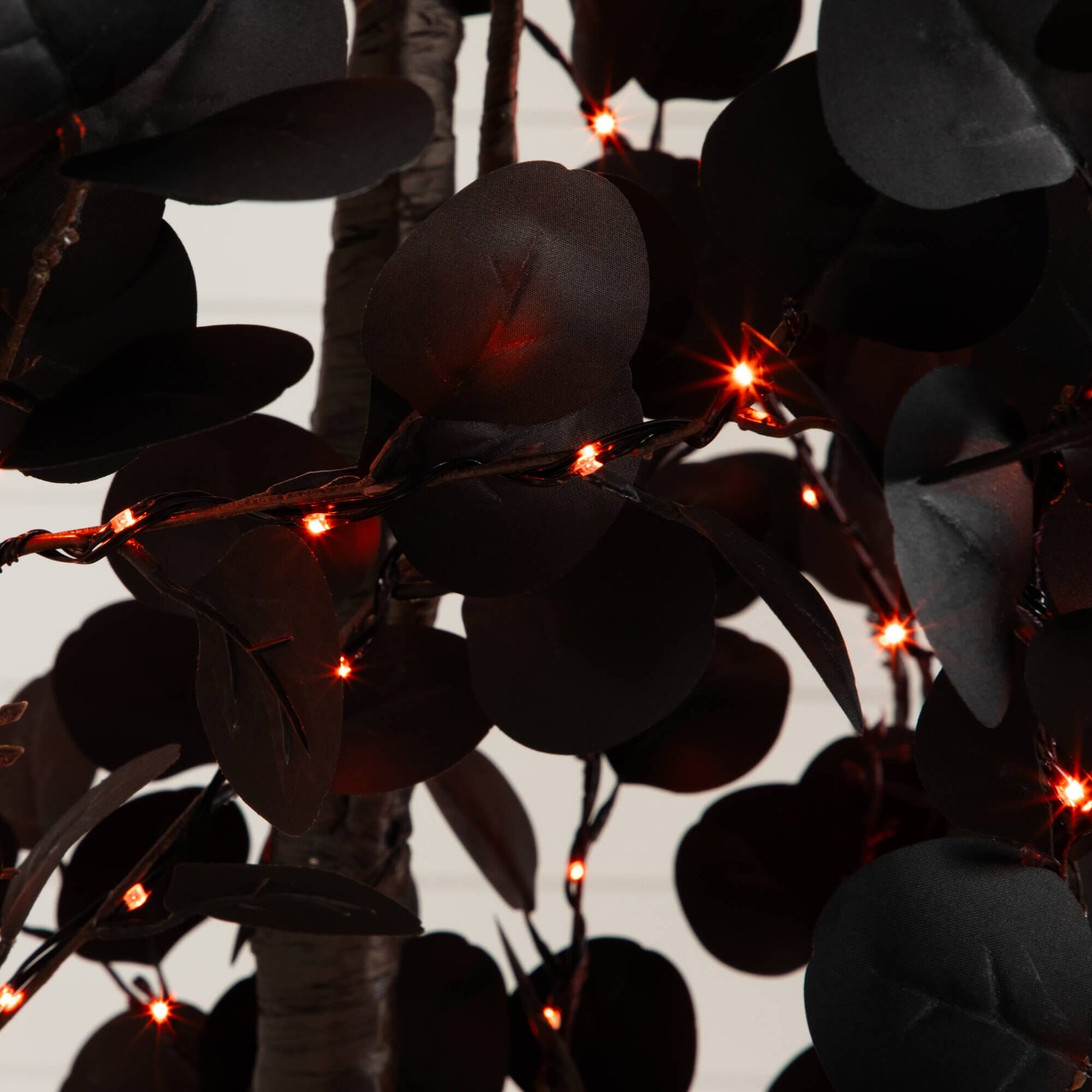 9' Pre-Lit Black Eucalyptus Halloween Tree with orange and purple LEDs by Nearly Natural on Tampa Home & Garden Store