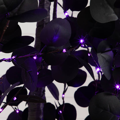 Tree Nearly Natural 9' Pre-Lit Halloween Black Eucalyptus with 700 Orange & Purple LED lights on Tampa Home & Garden Store